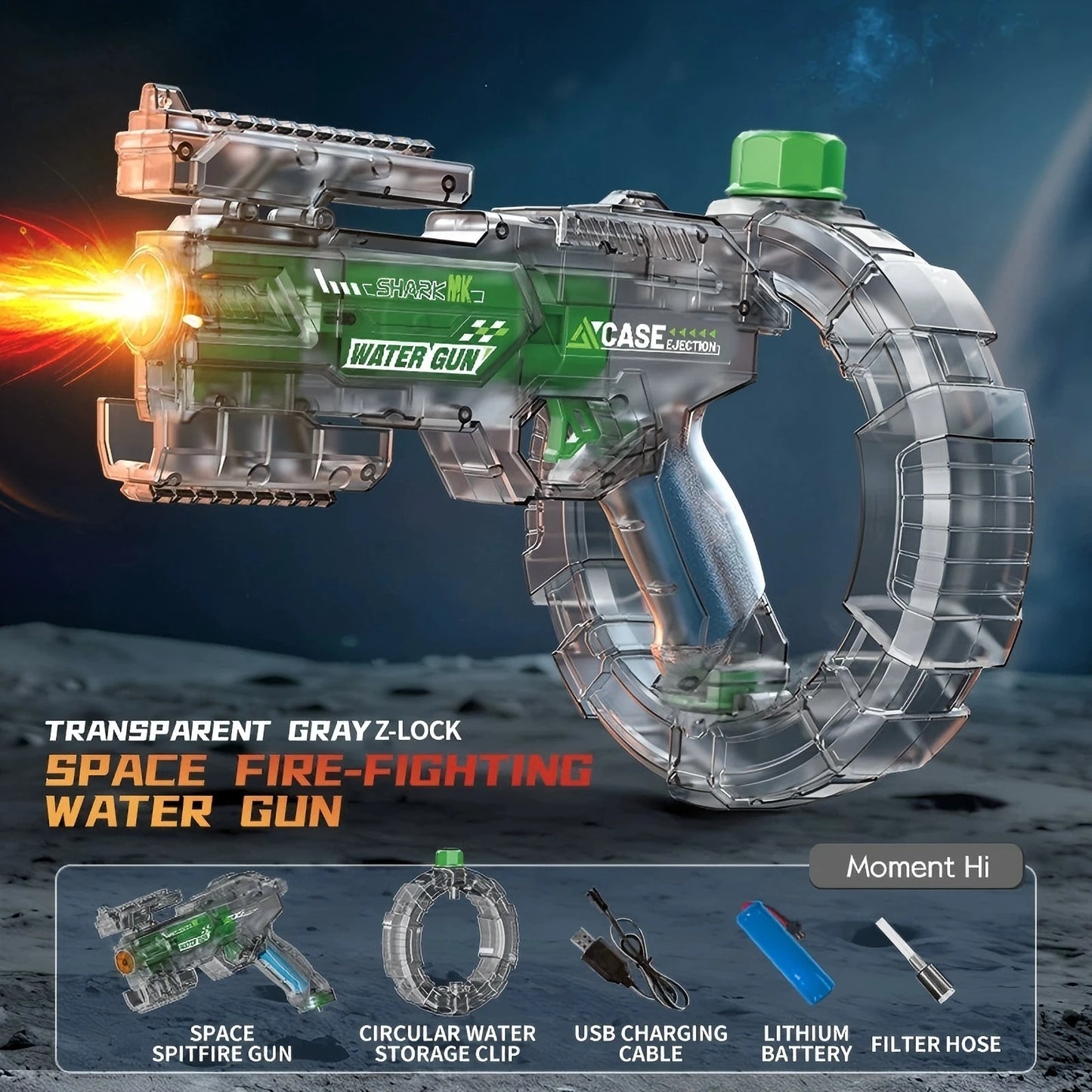 LED Electric Water Blaster - Space Energy Ring Design | High Pressure Long Range